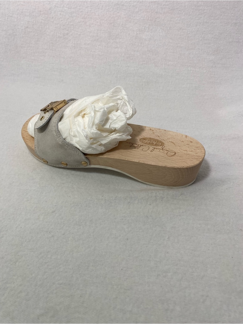 Dr. Scholls Original Collection Pescura Wood Sandals Metallic Silver Size 7M